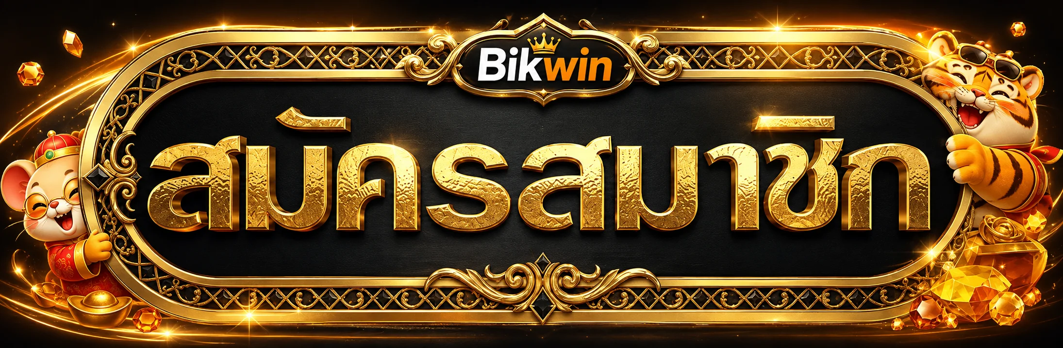 ป้ายสมัครสมาชิก Bikwin ทางเข้าเล่นธีมดำทอง